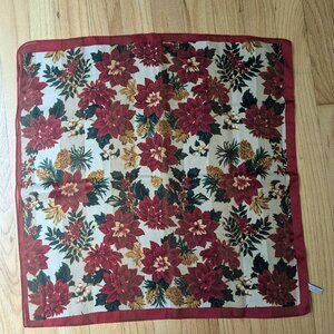 vintage 70s 80s poinsettia floral scarf christmas holiday retro 20" square Korea